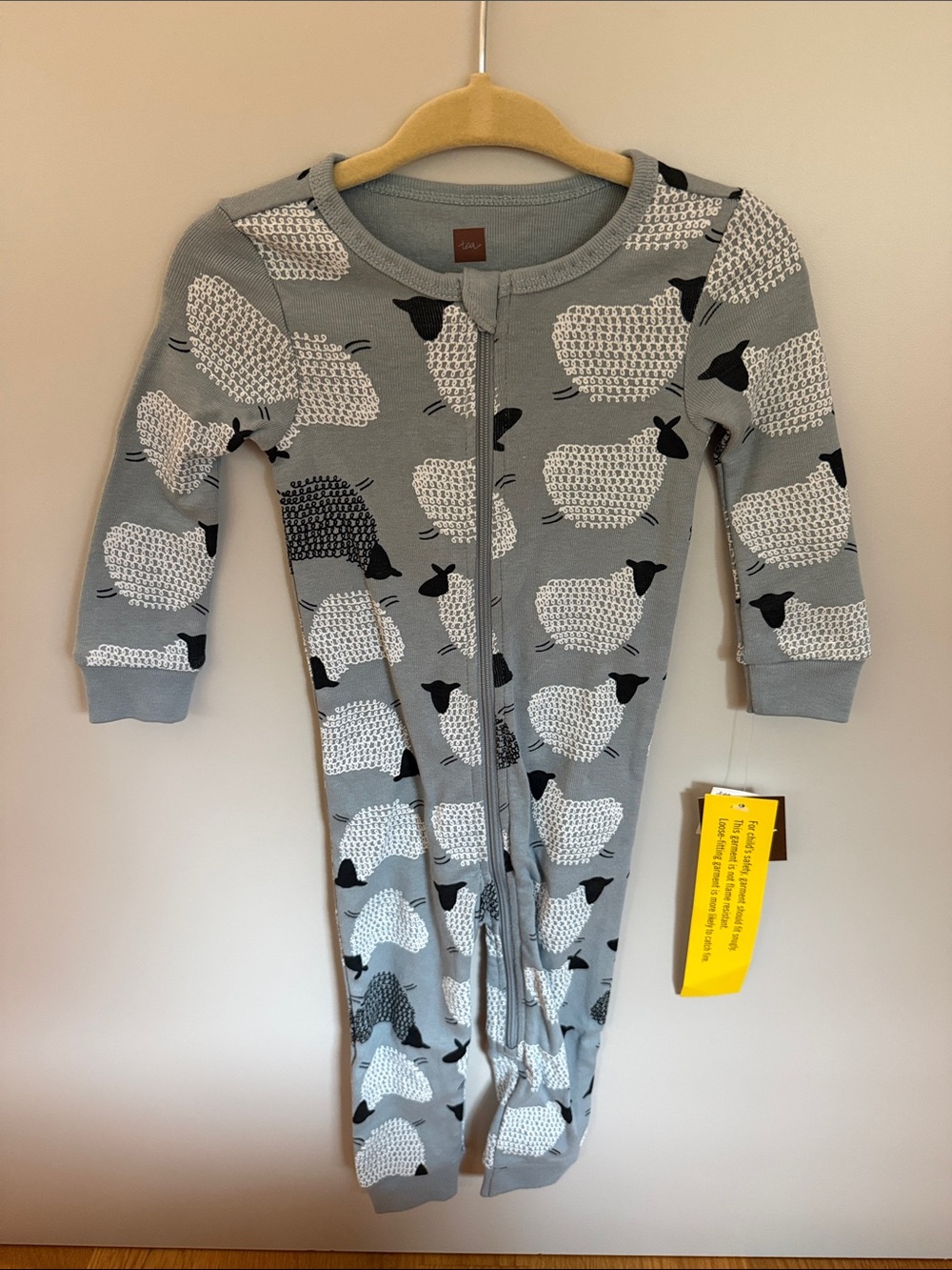 Tea Collection Gray Sheep Print Zip Pajamas